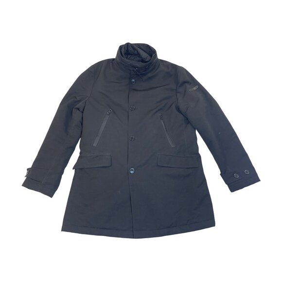 Eredi Pisanó Mens Black Button-Up Coat With Quilted Lining Zippered Pockets - Picture 3 of 11